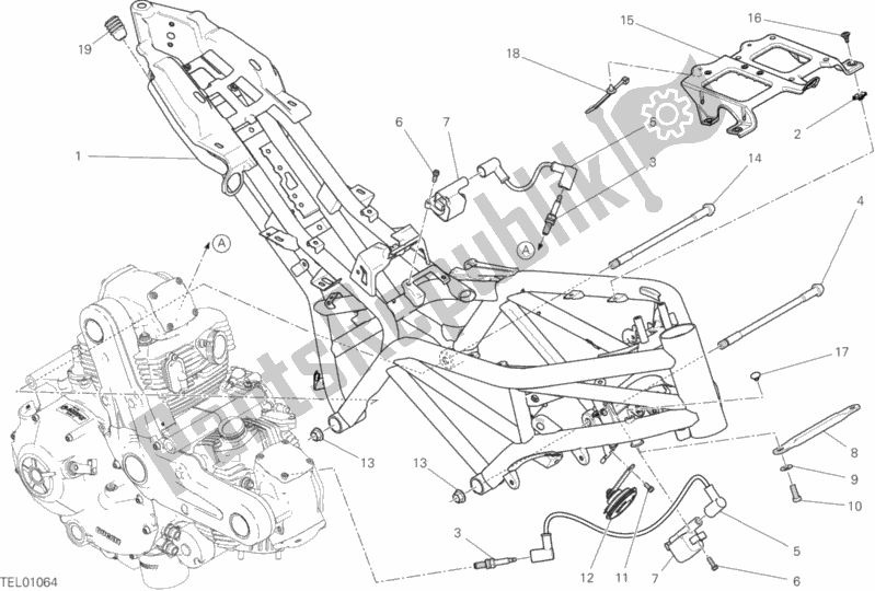 Todas as partes de Quadro, Armação do Ducati Monster 797 Plus 2019
